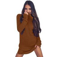 Women Dress,Haoricu Fall Womens Casual Long Sleeve High-collar Solid Jumper Turtleneck Sweater Dress Skirt Coat... N14
