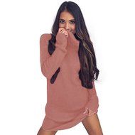 Women Dress,Haoricu Fall Womens Casual Long Sleeve High-collar Solid Jumper Turtleneck Sweater Dress Skirt Coat... N18