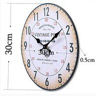 Round Wall Clock Wood Vintage Shabby Chic Antique Style For Home Office Decor N2