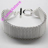 New 925 Sterling Silver Plated Band Chain Bracelet Fashion Bangle Bracelets