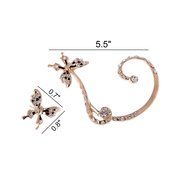 1Pair Fashion Women Butterfly Ear Cuff Stud Crystal Rhinestone Earrings Gift N2