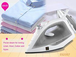ZZ ES23571 Light Weight Steam Iron with Non-Stick Soleplate, 1200 W, White/Grey N2