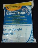 Sanyo Upright Type PU-1 Vacuum Bags Microfiltration with Closure - 9 Pack