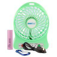 innobay 4-inch Personal Battery Operated Fan Rechargeable with LED Light, Quiet (Black) N21