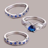 Fashion Women's Claddagh Ring Blue Sapphire 925 Silver Wedding Ring Jewelry New (7) N6
