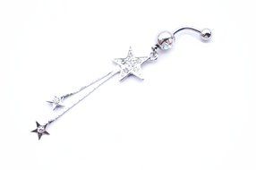 Dedegui Silver Bar tassels star Dangle14g Belly Button Navel Ring Body Piercing Jewelry