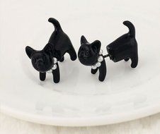 Punk Cool Simple Stereoscopic Cat Kitten Impalement Ear Stud Pretty Cute Earring N6