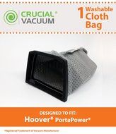 Washable &amp; Reusable Hoover Cloth PortaPower Vacuum Bag, Part # 43662023, Fits Hoover S1029, S1015-033, S1015-032... N2