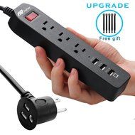 FlePow 1250W/10A 3-Outlet Power Strip with 3 USB Charging Ports N8