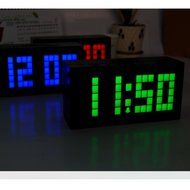 T Tocas Large Big Number LED Snooze Wall Desk Alarm Clock Thermometer Date Display (Blue) N16
