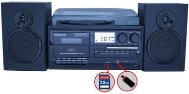 Boytone BT-28SPB, Bluetooth Classic Style Record Player Turntable with AM/FM Radio, Cassette Player, CD Player... N2