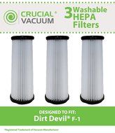 3 Dirt Devil F1 HEPA Filters, Long-Life WASHABLE, REUSABLE and HEPA Filtration, Compare With Dirt Devil Part #...