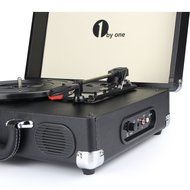 1byone Belt-Drive 3-Speed Portable Stereo Turntable with Built in Speakers, Supports RCA Output / Headphone Jack... N5