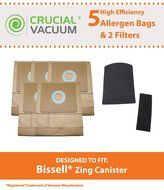5 Bissell Zing Canister 7100 &amp; 7100L Bags &amp; 2 Filters (Pre &amp; Post Motor Filters) ; Compare to Part # 3210; Designed... N4