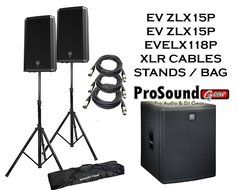 Electro-Voice ZLX-15P 15" 2-Way Powered Loudspeaker (Pair) / (1) ZLX118P Subwoofer / (2) Xlr to Xlr Cables 20ft...