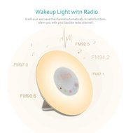 Oria Wake-up Light, Morning Sunrise Simulation Alarm Clock with FM Radio Sounds, Colored Sunrise Simulation N4