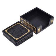 Set of 6 coffee cup mat Square PU Leather Placemat Coasters Cup Mats with Holder for Home Decoration Vintage mug... N2