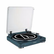 Audio Technica AT-LP60NV-BT Automatic Bluetooth Turntable (Navy) w/ Samson BT3 Monitors &amp; Knox Carbon Fiber Brush N2