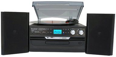 7-in-1 Boytone BT-24DJB Turntable with Bluetooth Connection, 3 Speed 33, 45, 78 Rpm, CD, Cassette Player AM, FM... N2
