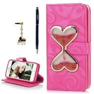 iPhone SE Case, iPhone 5/5S Case,YOKIRIN Stand Wallet Premium PU Leather with Handmade Flowing Glitter Liquid... N29