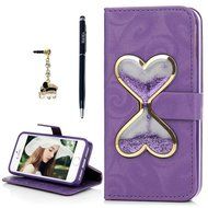 iPhone SE Case, iPhone 5/5S Case,YOKIRIN Stand Wallet Premium PU Leather with Handmade Flowing Glitter Liquid... N34