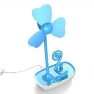 Glovion Four-leaf Clover EVA Soft Blade USB Mini Desktop Fan with Phone Holder and Ac Adapter (Pink) N19