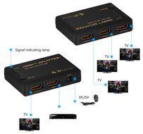 Portta 4PET0104 HDMI Splitter 4 Port 1x4 v1.4 with 340MHz and 4k x 2k support Full 3D Uncompressed Compressed... N5