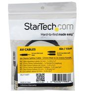 StarTech.com Black Slim Mini Jack Headphone Splitter Cable Adapter - 3.5mm Audio Mini Stereo Y Splitter - 3.5mm... N6