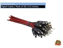 VIEWISE CCTV Security Camera DC Male Power Plug Pigtail Cable, Pack of 10 (Black/Red) N7