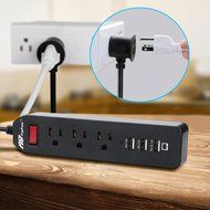FlePow 1250W/10A 3-Outlet Power Strip with 3 USB Charging Ports N9