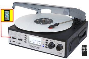 Boytone BT-19DJS-C 3-speed Turntable, 2 Built in Speakers Large Digital Display AM/FM, Cassette, USB/SD/AUX/MP3... N2