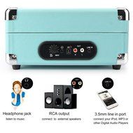 1byone Belt-Drive 3-Speed Portable Stereo Turntable with Built in Speakers, Supports RCA Output / Headphone Jack... N8