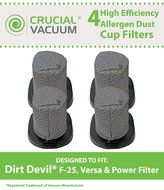 4 Dirt Devil F25 Dust Cup Filters Designed To Fit Dirt Devil Vacuum Cleaner F25 F-25 Filter, Versa Power Filter...