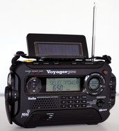 KA600 BLACK Solar/Crank AM/FM/SW NOAA Weather Radio, BONUS AC adapter/charger, Bonus Reel Antenna, 5-LED reading... N4