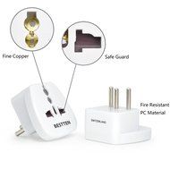 Bestten 3 Outlet Portable Travel Surge Protector with 2.4A Dual USB Charging Ports, 18in Cord, ETL Listed, White N25