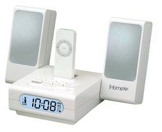 iHome iH18 Portable Travel Alarm Clock for iPod shuffle (White)