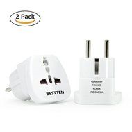 Bestten 3 Outlet Portable Travel Surge Protector with 2.4A Dual USB Charging Ports, 18in Cord, ETL Listed, White N32