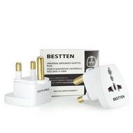 Bestten 3 Outlet Portable Travel Surge Protector with 2.4A Dual USB Charging Ports, 18in Cord, ETL Listed, White N34