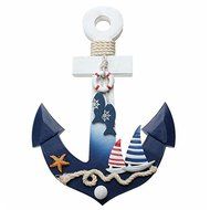 Mediterranean Style Wooden Nautical Anchor Wall Hanging Hook Ship Star fish Decor Coat Door Rack N2