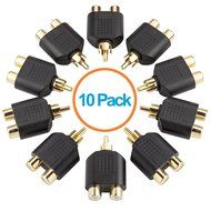 Aurum Cables 3-pack High Quality RCA AV Audio Y Splitter Plug Adapter 1 Male to 2 Female N8