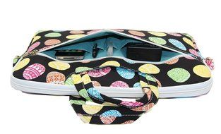 Canvaslove Black Easter Egg Patten Canvas Laptop Shoulder Bag 11 Inch 12 Inch 13 Inch Laptop Messenger Bag 13.3... N24