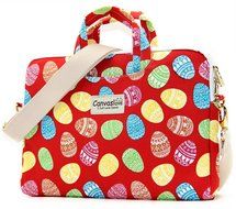 Canvaslove Black Easter Egg Patten Canvas Laptop Shoulder Bag 11 Inch 12 Inch 13 Inch Laptop Messenger Bag 13.3... N26