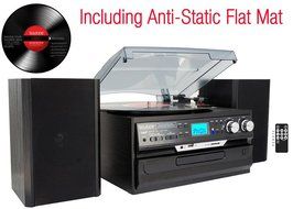 7-in-1 Boytone BT-24DJB Turntable with Bluetooth Connection, 3 Speed 33, 45, 78 Rpm, CD, Cassette Player AM, FM... N7