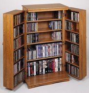 Leslie Dame CD-612W Solid Oak Multimedia Storage Cabinet with Classic Mission Style Doors, Walnut N5
