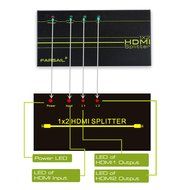 FarSail 1 to 2 HDMI Splitter Powered Amplified Signal Distributor Support 4K 2160p N4