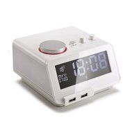 Alarm Clock Radio,Bluetooth Speaker with USB Charger - White