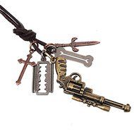 Catchnew&reg; Gun Necklace Retro Revolver Pistol Cow Leather Cord Pendant Long Necklace N5