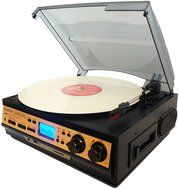 Boytone BT-27G-C Bluetooth connection 3-Speed Stereo Turntable, 2 built in Speakers Digital LCD Display AM/FM... N3