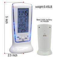 Digital Desktop Clock with LED,Day,Date,Temperature,Alarm,Blue Backlight,timekeeper-white - Batteries no Included