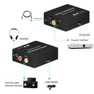 Portta PETDAS Digital Coaxial Toslink to Analog RCA L/R Audio Converter with 3.5mm Jack Support Headphone/Speaker... N6